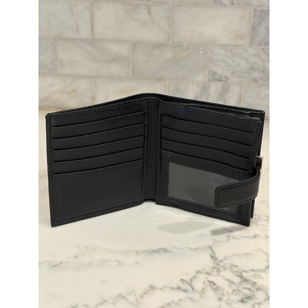 Longchamp Le Foulonne Black Pebbled Leather Bifold Kiss Lock Wallet - Picture 8 of 14